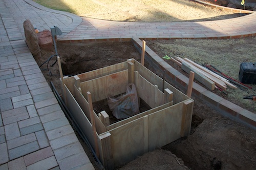 Wooden form for concrete cistern